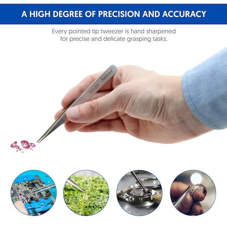 Amscope High Precision 4 1/2 in. Straight Flat Edge Tweezers TW-032-10PK